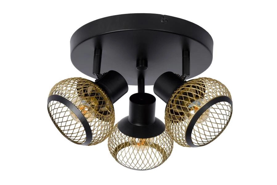 Lucide LUCAS - Spot plafond - 3xE14 - Or Mat / Laiton - UIT